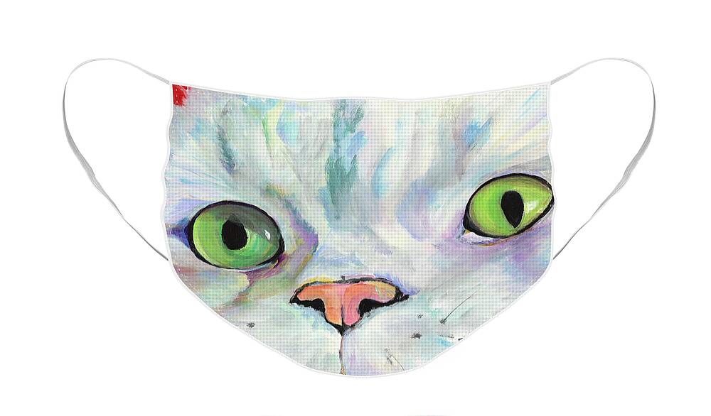 Kitten Face Mask featuring the painting Sweet Puss by Pat Saunders-White