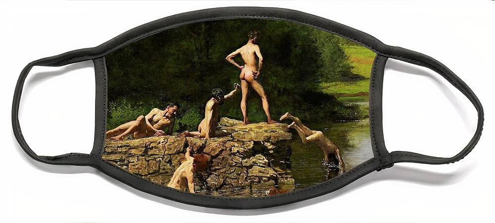 Thomas Eakins Face Mask featuring the painting Swimming Hole by Thomas Eakins