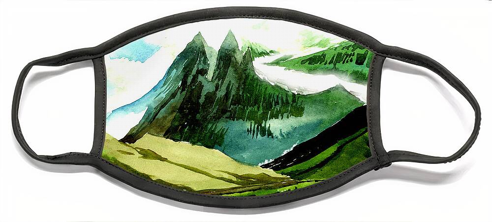 Landscape Face Mask featuring the painting Switzerland by Anil Nene