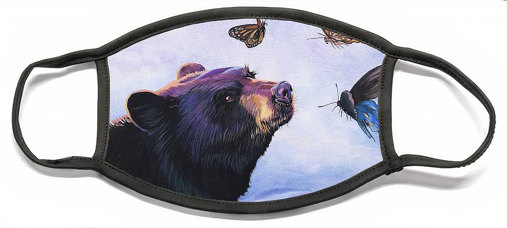 Bear Face Mask featuring the painting Symbiosis by J W Baker