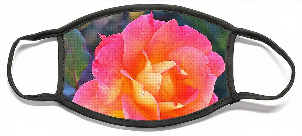 Rose Face Mask featuring the photograph Tahitian Sunset Rose 4 by Janis Senungetuk