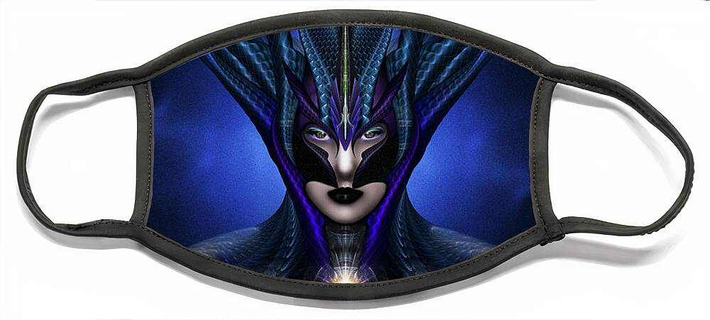 Taidushan Sai Face Mask featuring the digital art Taidushan Sai Shadow Blue RB by Rolando Burbon