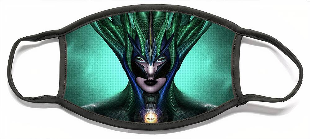 Taidushan Face Mask featuring the digital art Taidushan Sai Shadow Blue The Emerald Light by Rolando Burbon