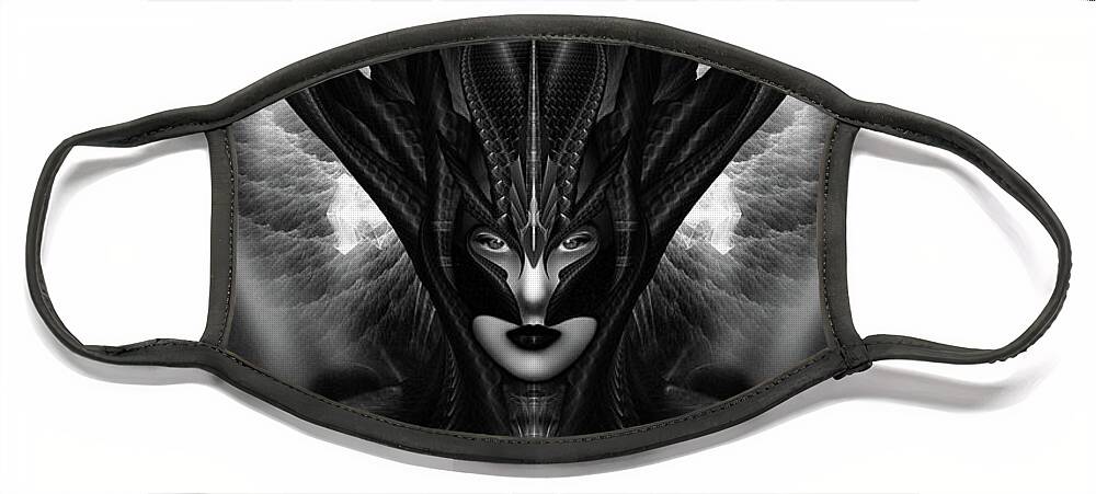 Taidushan Sai Face Mask featuring the digital art Taidushan Sai The Talons Of Time BlackSun Fractal Portrait by Rolando Burbon