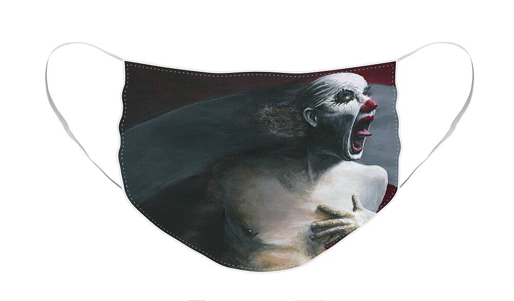 Clown Face Mask featuring the painting Target Practice by Matthew Mezo