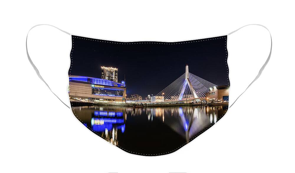 Boston Face Mask featuring the photograph TD Garden and The Zakim Bridge at Night by Kristen Wilkinson