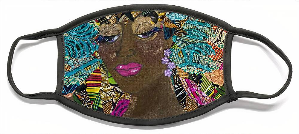 Woman Face Mask featuring the tapestry - textile TDot Caribana by Apanaki Temitayo M