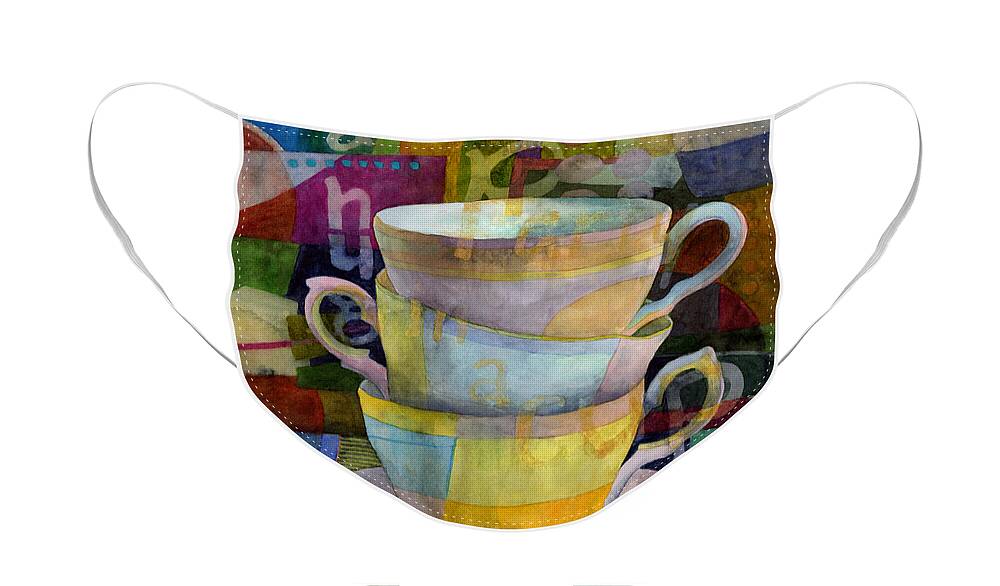 Tea Time Face Mask featuring the painting Tea Time by Hailey E Herrera