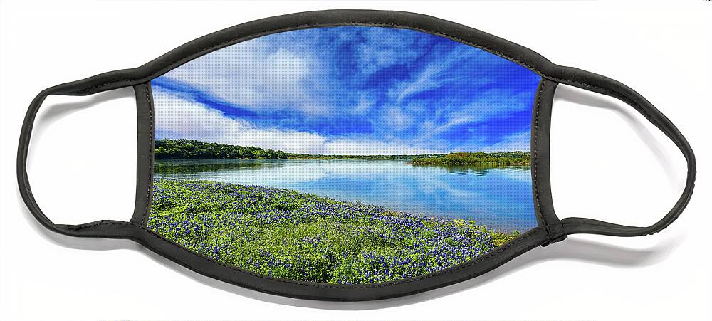 Austin Face Mask featuring the photograph Texas Bluebonnets by Raul Rodriguez