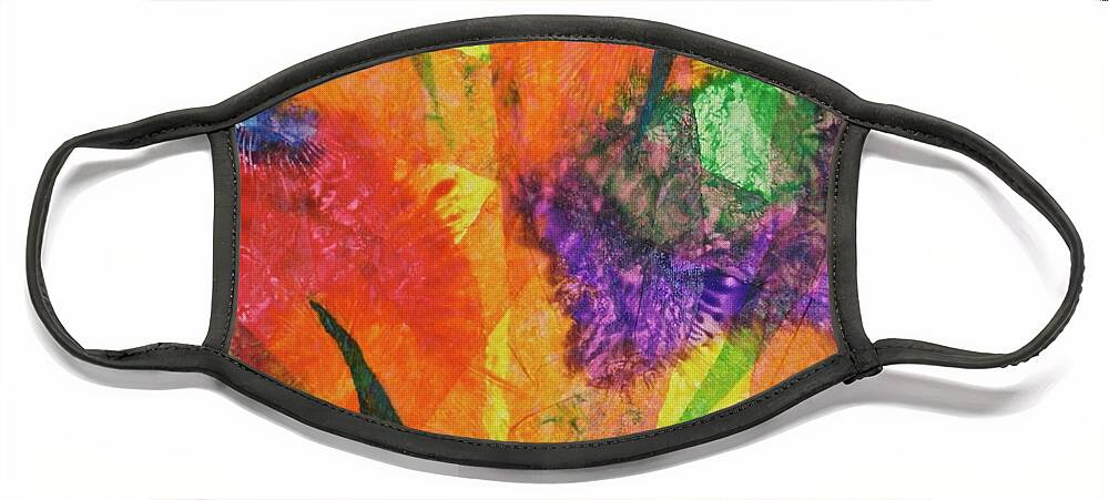 Colors Face Mask featuring the mixed media Texture Garden by Michele Myers