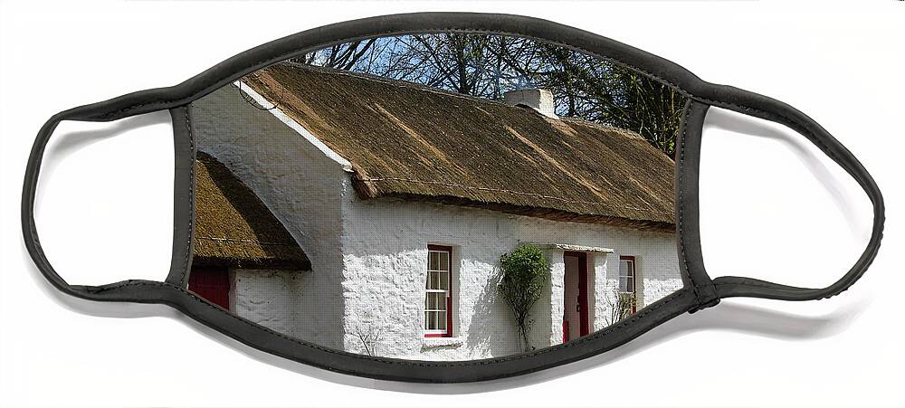 Thatched Cottage Face Mask featuring the photograph Thatched Cottage Omagh Northern Ireland by Eddie Barron