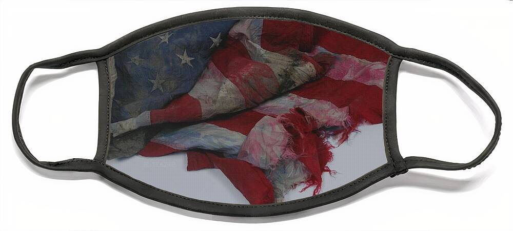 911 Face Mask featuring the photograph The 9 11 W T C Fallen Heros American Flag by Rob Hans