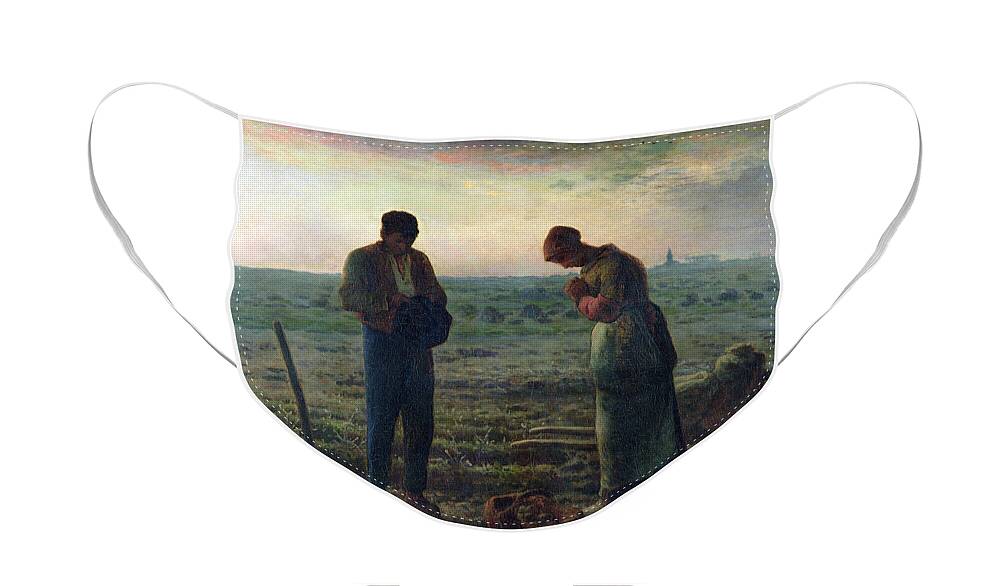 The Face Mask featuring the painting The Angelus by Jean-Francois Millet