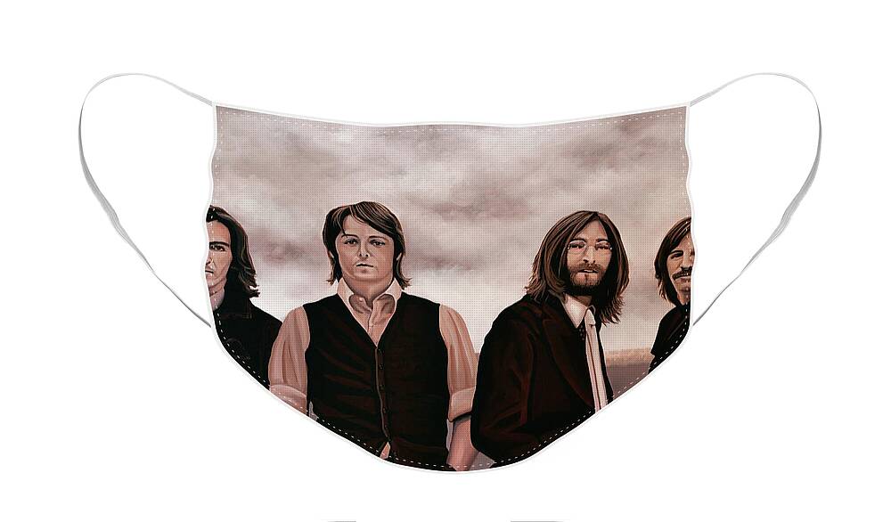 The Beatles Face Mask featuring the painting The Beatles 3 by Paul Meijering