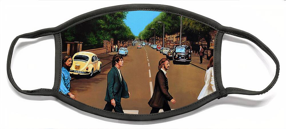 The Beatles Face Mask featuring the painting The Beatles Abbey Road by Paul Meijering
