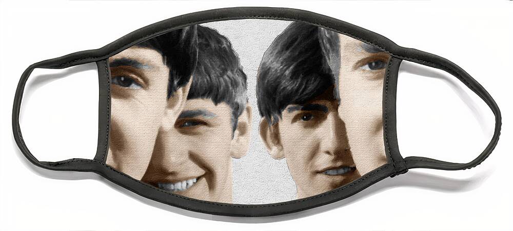The Beatles Face Mask featuring the painting The Beatles Painting 1963 Color by Tony Rubino