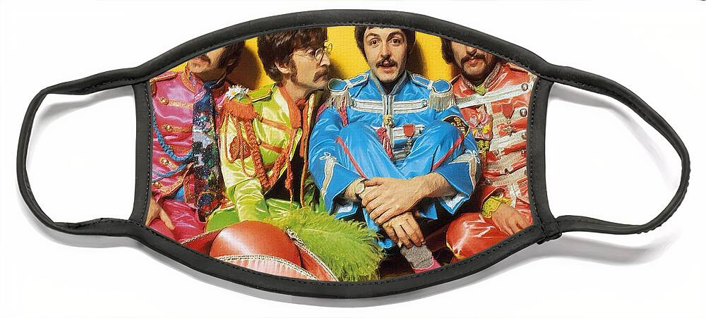 The Beatles Face Mask featuring the painting The Beatles Sgt. Pepper's Lonely Hearts Club Band Painting 1967 Color by Tony Rubino