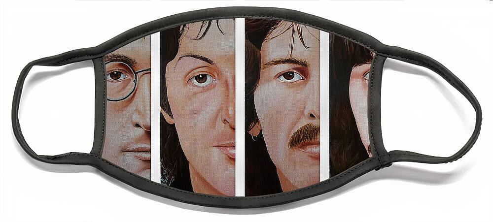 The Beatles Face Mask featuring the painting The Beatles by Vic Ritchey