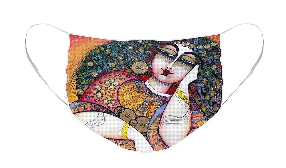 Art Face Mask featuring the painting The Beauty by Albena Vatcheva