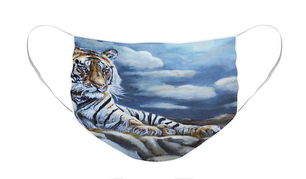 Wildlife Face Mask featuring the painting The Bengal Tiger by Portraits By NC