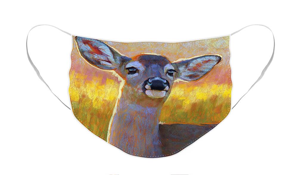 Animals Face Mask featuring the painting The Better to Hear You With My Dear by Rita Kirkman