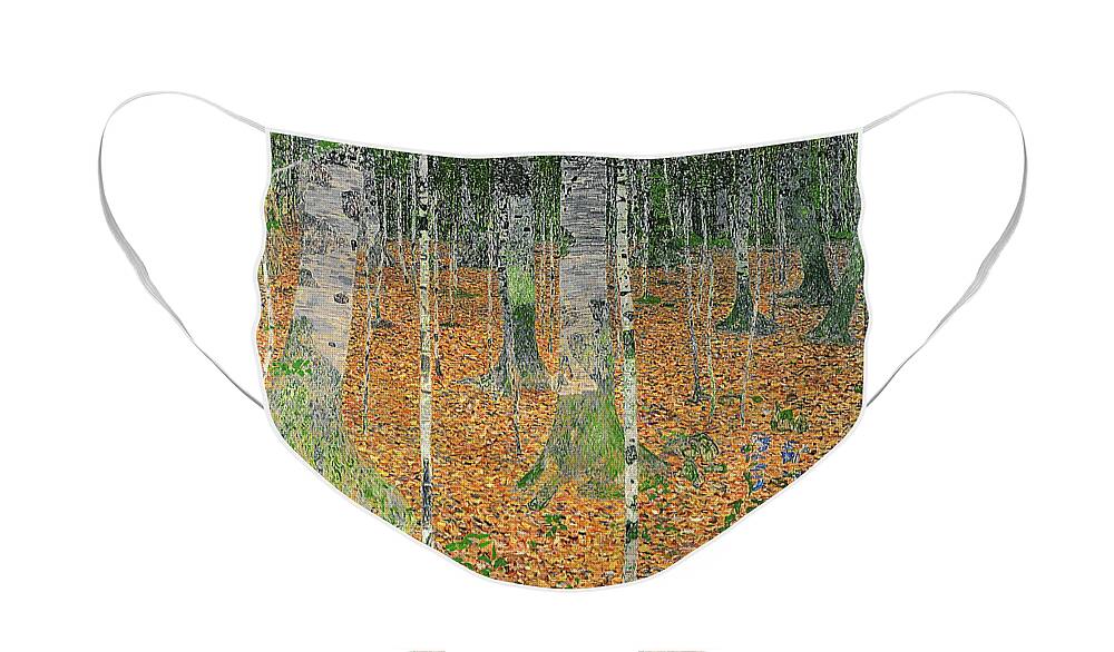 The Face Mask featuring the painting The Birch Wood by Gustav Klimt