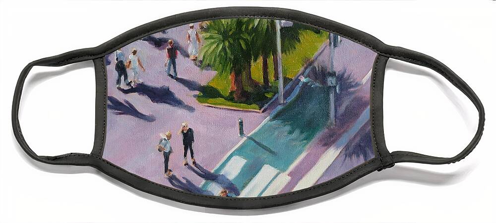 Riviera Face Mask featuring the painting The Bird's View by Connie Schaertl