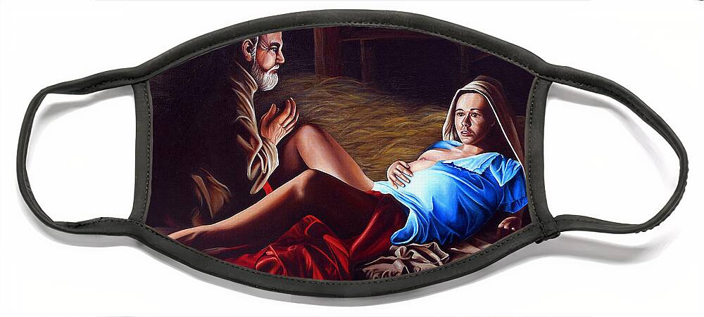 Virgin Mary Face Mask featuring the painting The Birth by Vic Ritchey