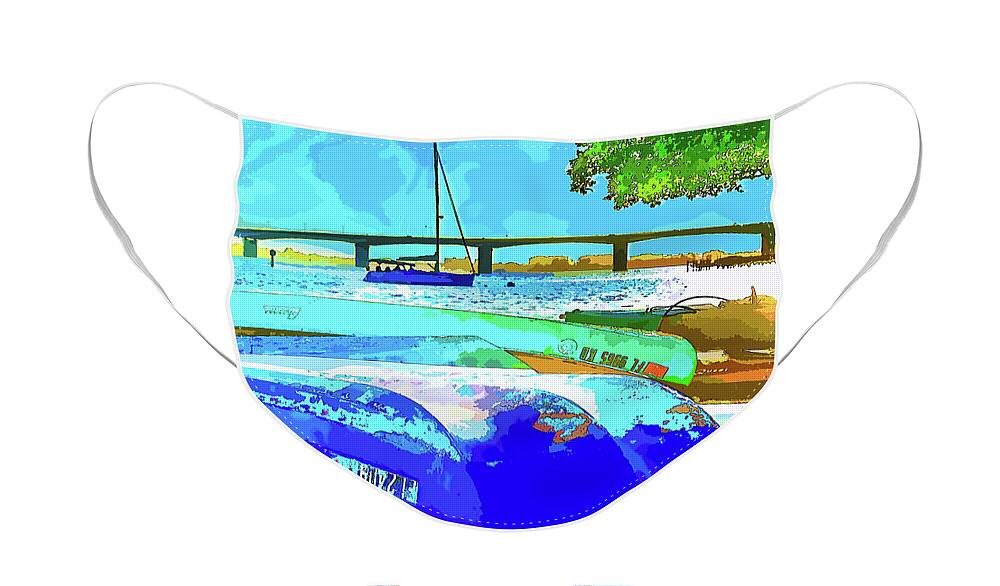 susan Molnar Face Mask featuring the photograph The Boats The Bay and The Bridge by Susan Molnar