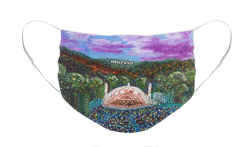 Hollywood Bowl Face Mask featuring the painting The Bowl by Amelie Simmons