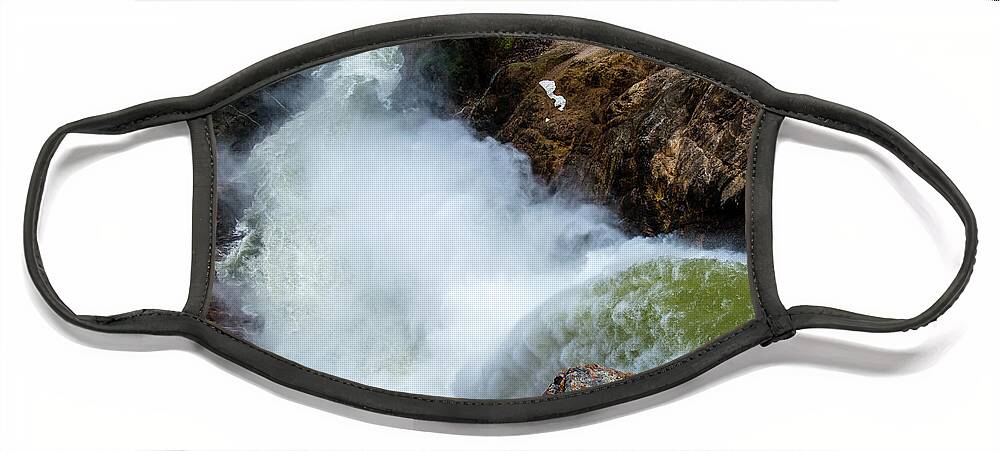 Canyon Face Mask featuring the photograph The Brink of the Lower Falls of the Yellowstone River by Frank Madia