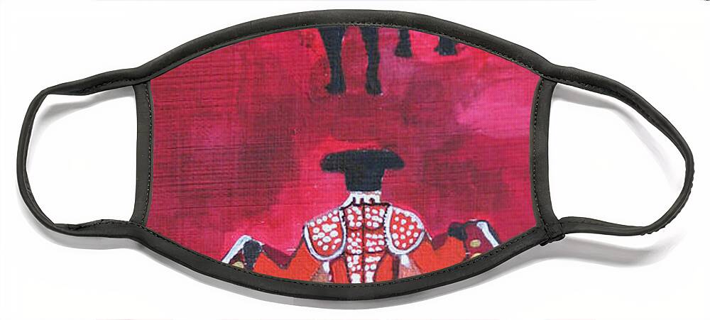 Spanish Art Face Mask featuring the painting The Bull Fight NO.1 by Patricia Arroyo