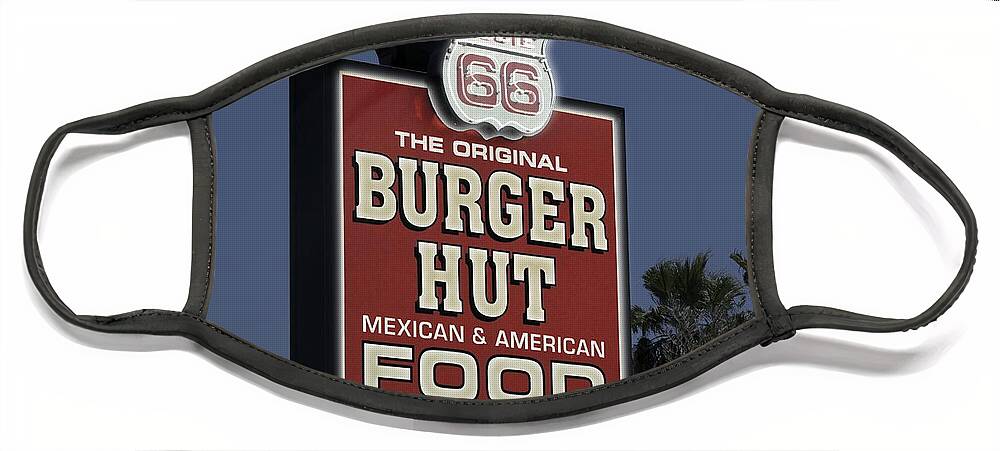 Old West Face Mask featuring the photograph The Burger Hut at Night by Colleen Cornelius