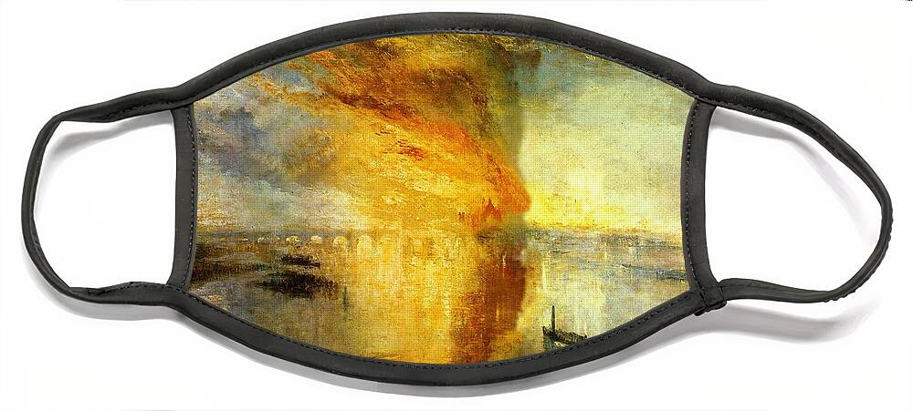 William Turner Face Mask featuring the painting The Burning Of The Houses Of Parliament by William Turner
