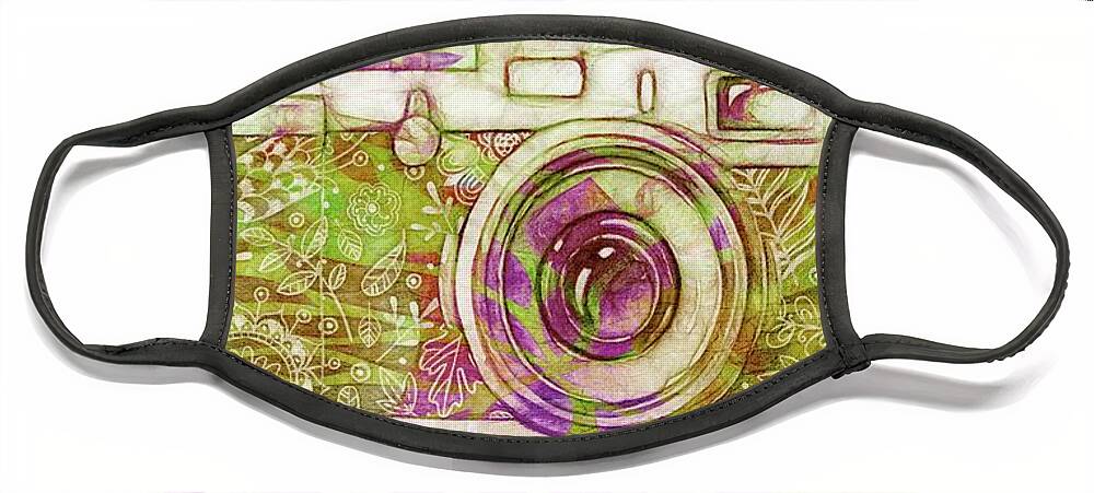 Camera Face Mask featuring the digital art The Camera - 02c6t by Variance Collections