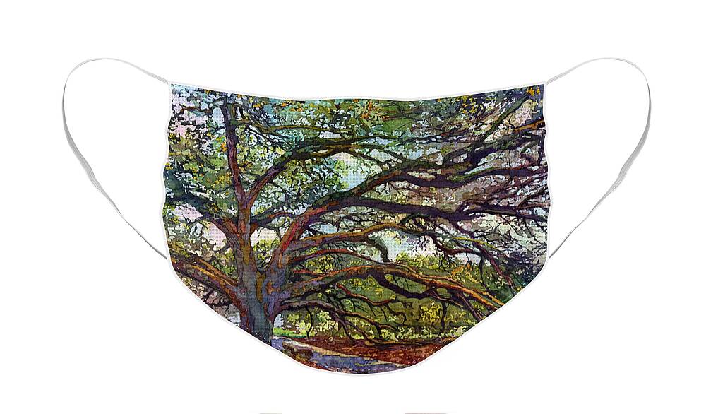 Oak Face Mask featuring the painting The Century Oak by Hailey E Herrera