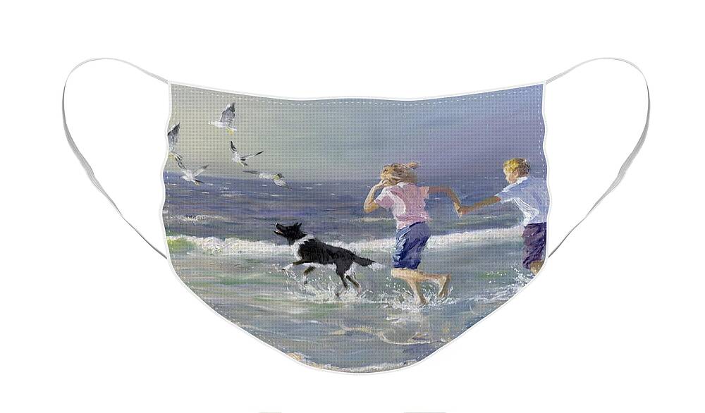 Seaside; Children Face Mask featuring the painting The Chase by William Ireland