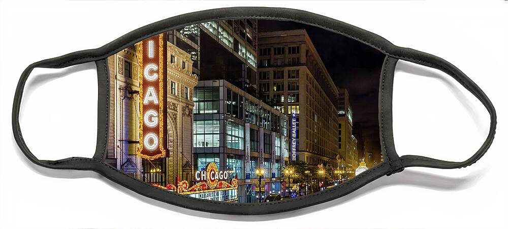 Chicago Face Mask featuring the photograph Illinois - The Chicago Theater by Ron Pate