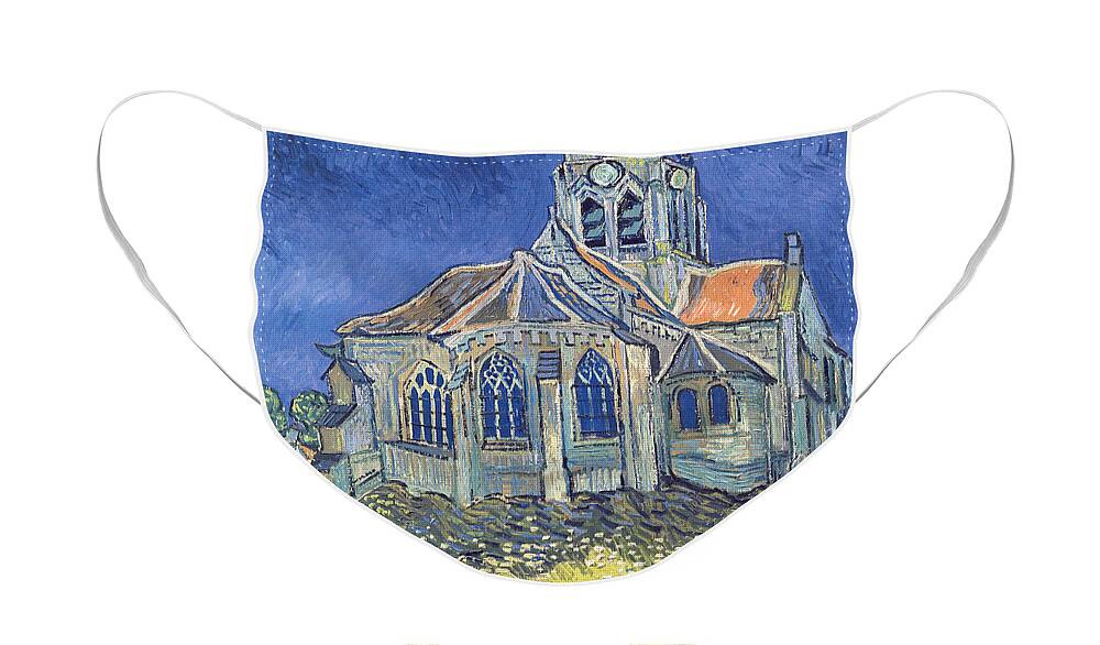 Vincent Van Gogh Face Mask featuring the painting The Church at Auvers sur Oise by Vincent Van Gogh
