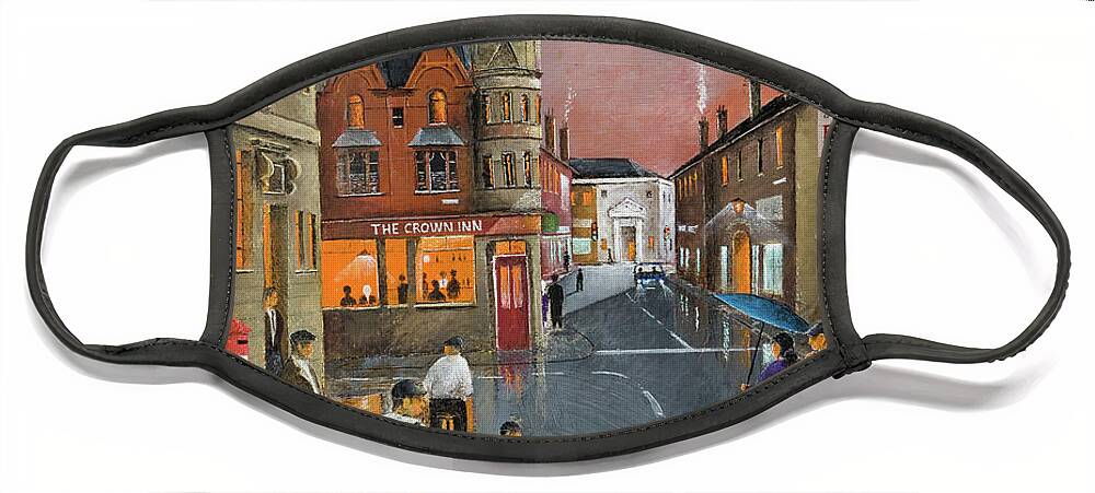 England Face Mask featuring the painting The Crown Inn, Dudley - England by Ken Wood