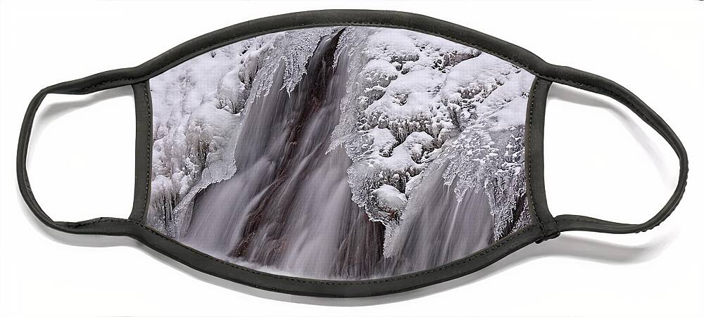 Frozen Waterfall Face Mask featuring the photograph The Crystal Falls by Jim Garrison