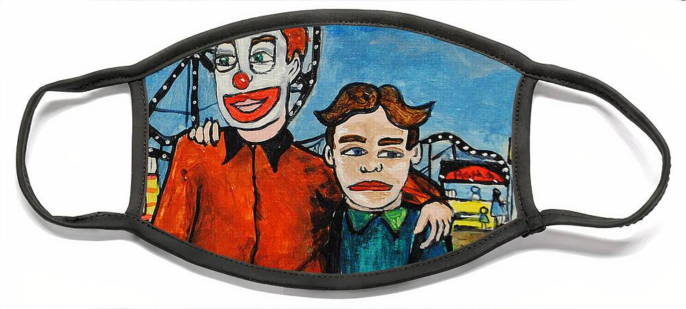 Clown Face Mask featuring the painting The Day Clowny Leaves for Clownshcool by Patricia Arroyo