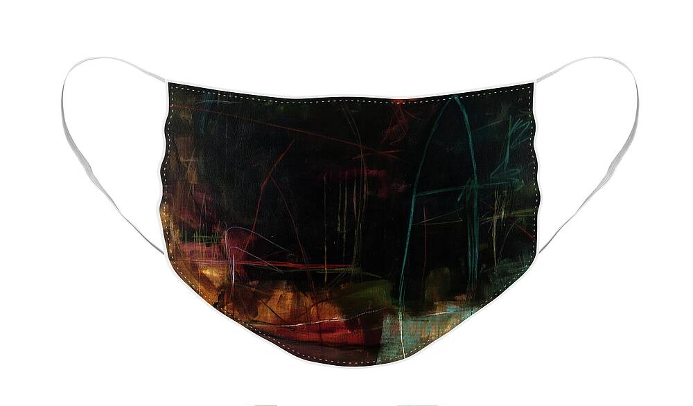 Abstract Art Face Mask featuring the painting The Deep End #1 by Jane Davies