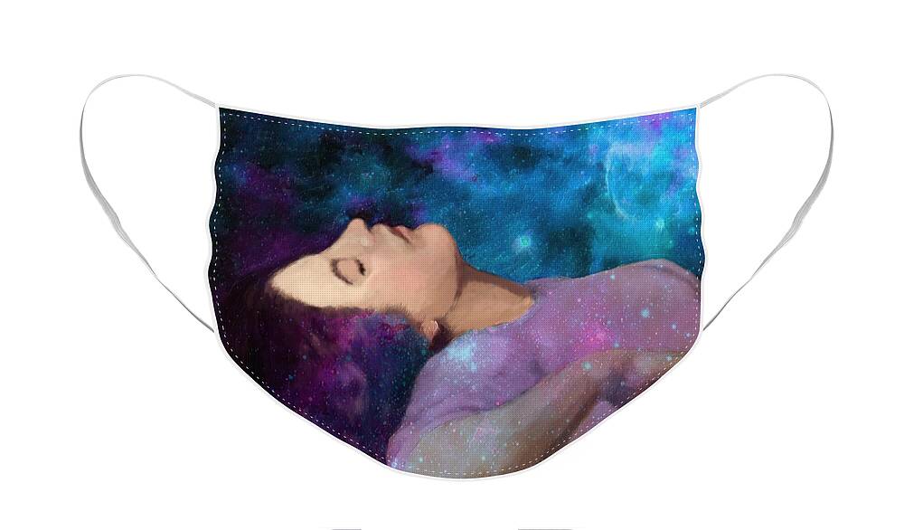 Dream Face Mask featuring the painting The Dreamer by Portraits By NC