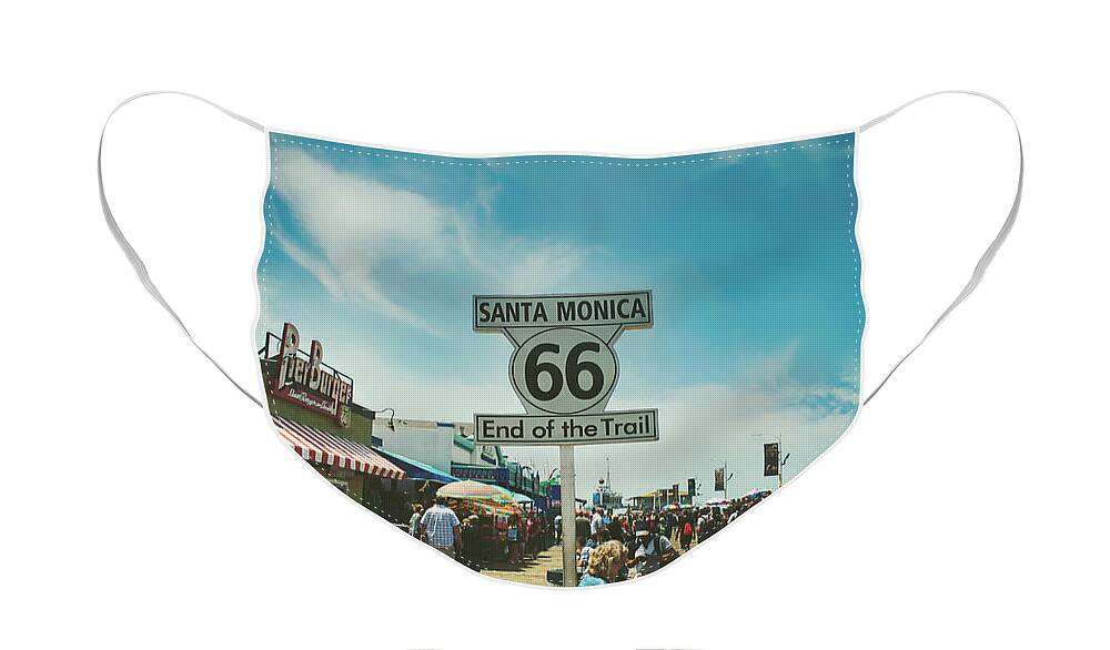 Santa Monica Pier Face Mask featuring the photograph The End of Sixty-Six by Laurie Search