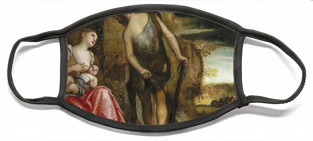 Paolo Veronese Face Mask featuring the painting The family of Cain wandering by Paolo Veronese