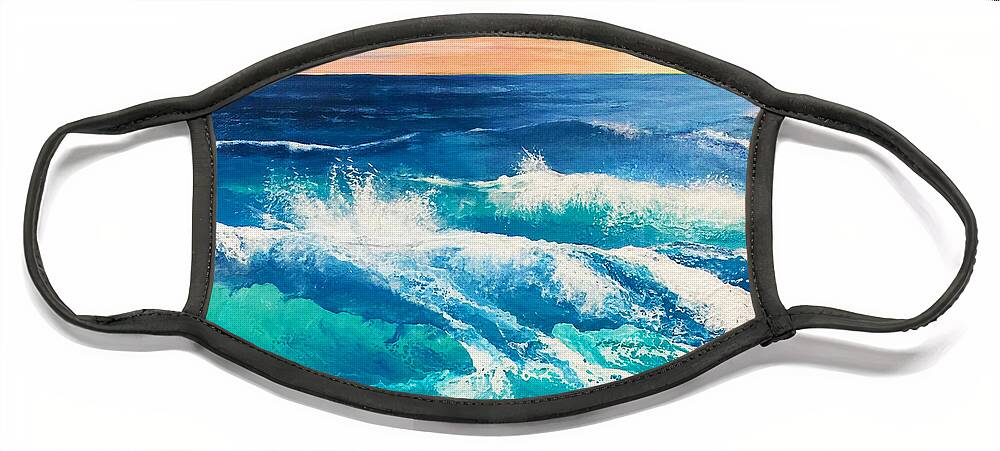 Ocean Face Mask featuring the painting The Farthest Oceans by Linda Bailey