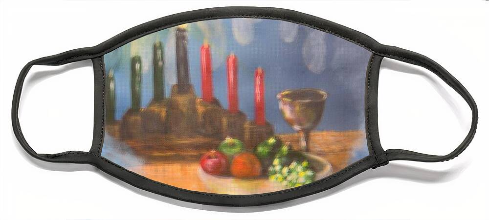 Still Life Face Mask featuring the painting The Gift by Saundra Johnson