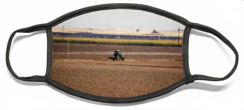 Tractor Face Mask featuring the photograph The green Tractor by Maria Aduke Alabi