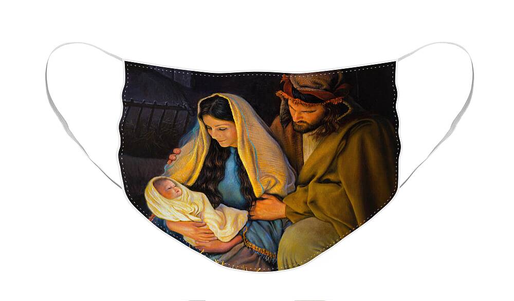 #faaAdWordsBest Face Mask featuring the painting The Holy Family by Greg Olsen